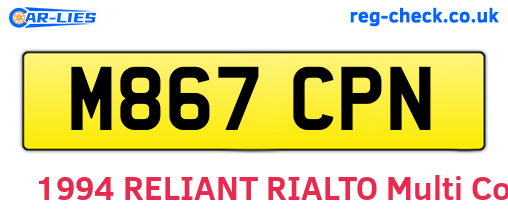M867CPN are the vehicle registration plates.