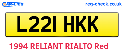 L221HKK are the vehicle registration plates.