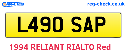 L490SAP are the vehicle registration plates.