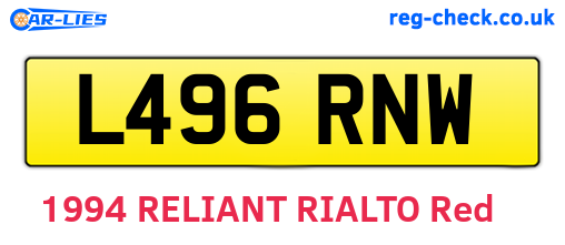 L496RNW are the vehicle registration plates.