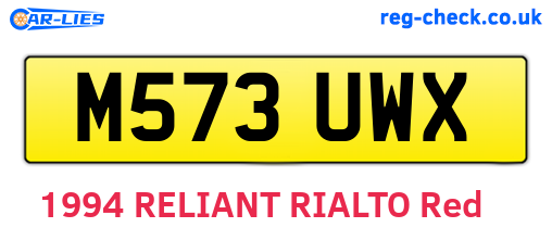 M573UWX are the vehicle registration plates.