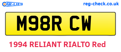 M98RCW are the vehicle registration plates.
