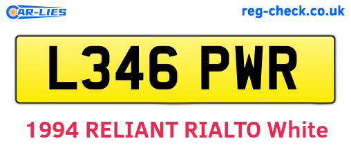 L346PWR are the vehicle registration plates.