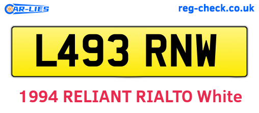 L493RNW are the vehicle registration plates.