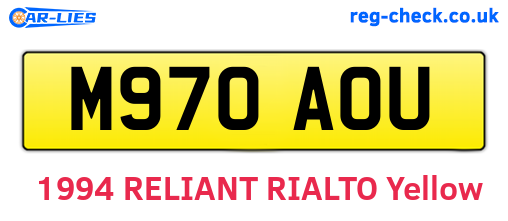 M970AOU are the vehicle registration plates.