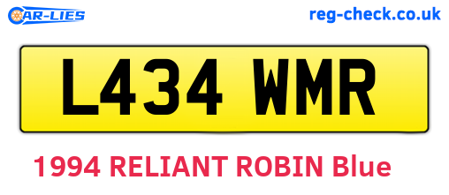 L434WMR are the vehicle registration plates.