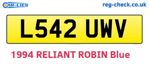 L542UWV are the vehicle registration plates.