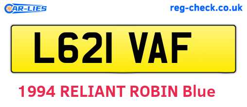L621VAF are the vehicle registration plates.