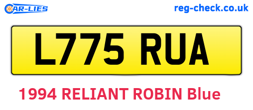 L775RUA are the vehicle registration plates.