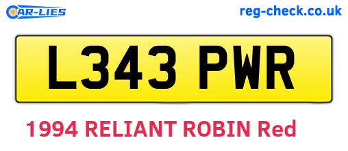 L343PWR are the vehicle registration plates.