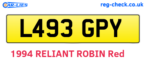 L493GPY are the vehicle registration plates.