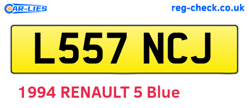 L557NCJ are the vehicle registration plates.