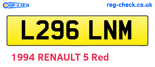 L296LNM are the vehicle registration plates.