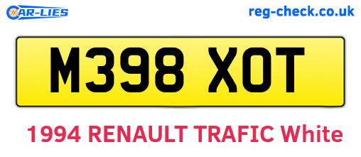 M398XOT are the vehicle registration plates.