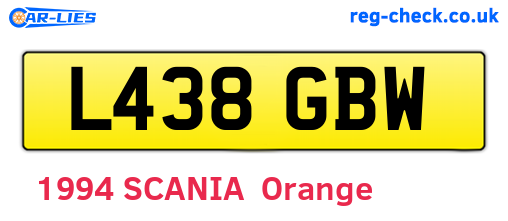 L438GBW are the vehicle registration plates.