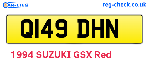 Q149DHN are the vehicle registration plates.