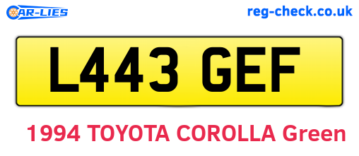 L443GEF are the vehicle registration plates.