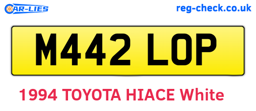 M442LOP are the vehicle registration plates.