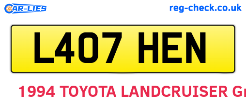 L407HEN are the vehicle registration plates.