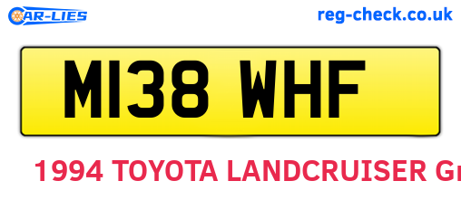 M138WHF are the vehicle registration plates.