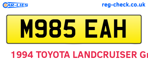 M985EAH are the vehicle registration plates.