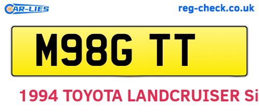 M98GTT are the vehicle registration plates.