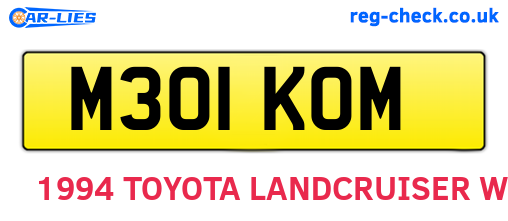 M301KOM are the vehicle registration plates.