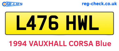 L476HWL are the vehicle registration plates.