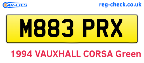 M883PRX are the vehicle registration plates.