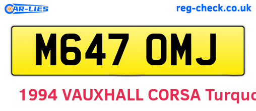M647OMJ are the vehicle registration plates.