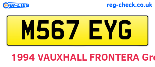 M567EYG are the vehicle registration plates.