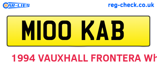 M100KAB are the vehicle registration plates.