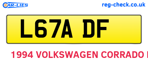 L67ADF are the vehicle registration plates.