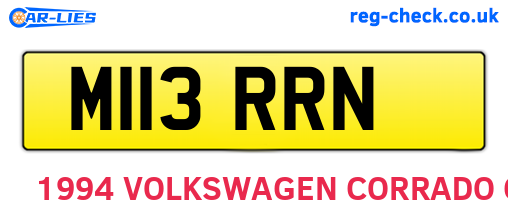 M113RRN are the vehicle registration plates.