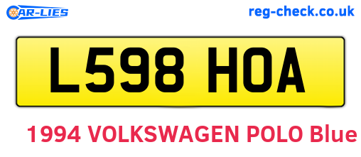L598HOA are the vehicle registration plates.