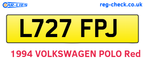 L727FPJ are the vehicle registration plates.