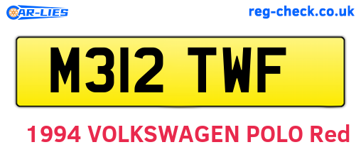 M312TWF are the vehicle registration plates.