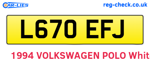 L670EFJ are the vehicle registration plates.