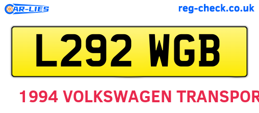 L292WGB are the vehicle registration plates.