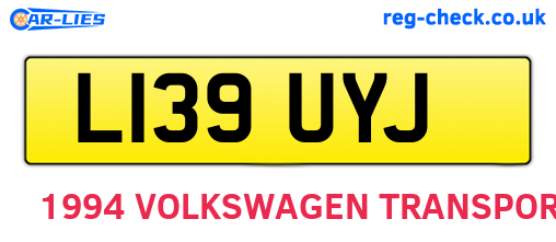 L139UYJ are the vehicle registration plates.
