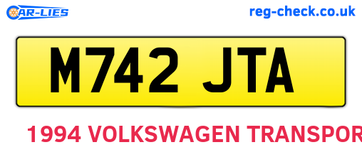 M742JTA are the vehicle registration plates.