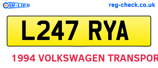 L247RYA are the vehicle registration plates.