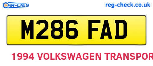 M286FAD are the vehicle registration plates.