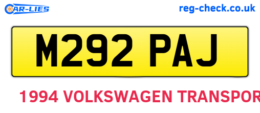 M292PAJ are the vehicle registration plates.