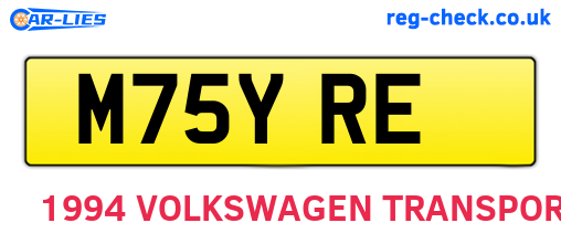 M75YRE are the vehicle registration plates.