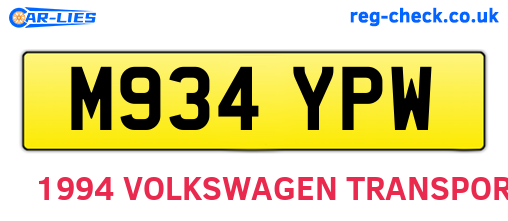 M934YPW are the vehicle registration plates.
