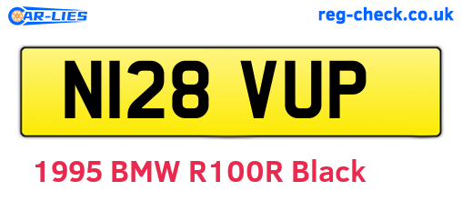 N128VUP are the vehicle registration plates.