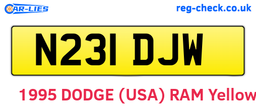 N231DJW are the vehicle registration plates.