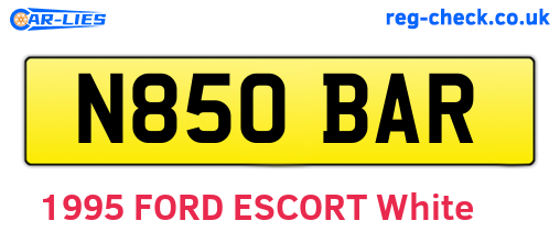 N850BAR are the vehicle registration plates.