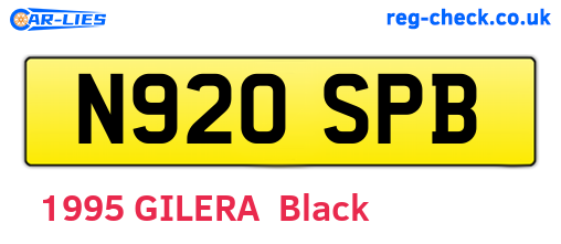 N920SPB are the vehicle registration plates.